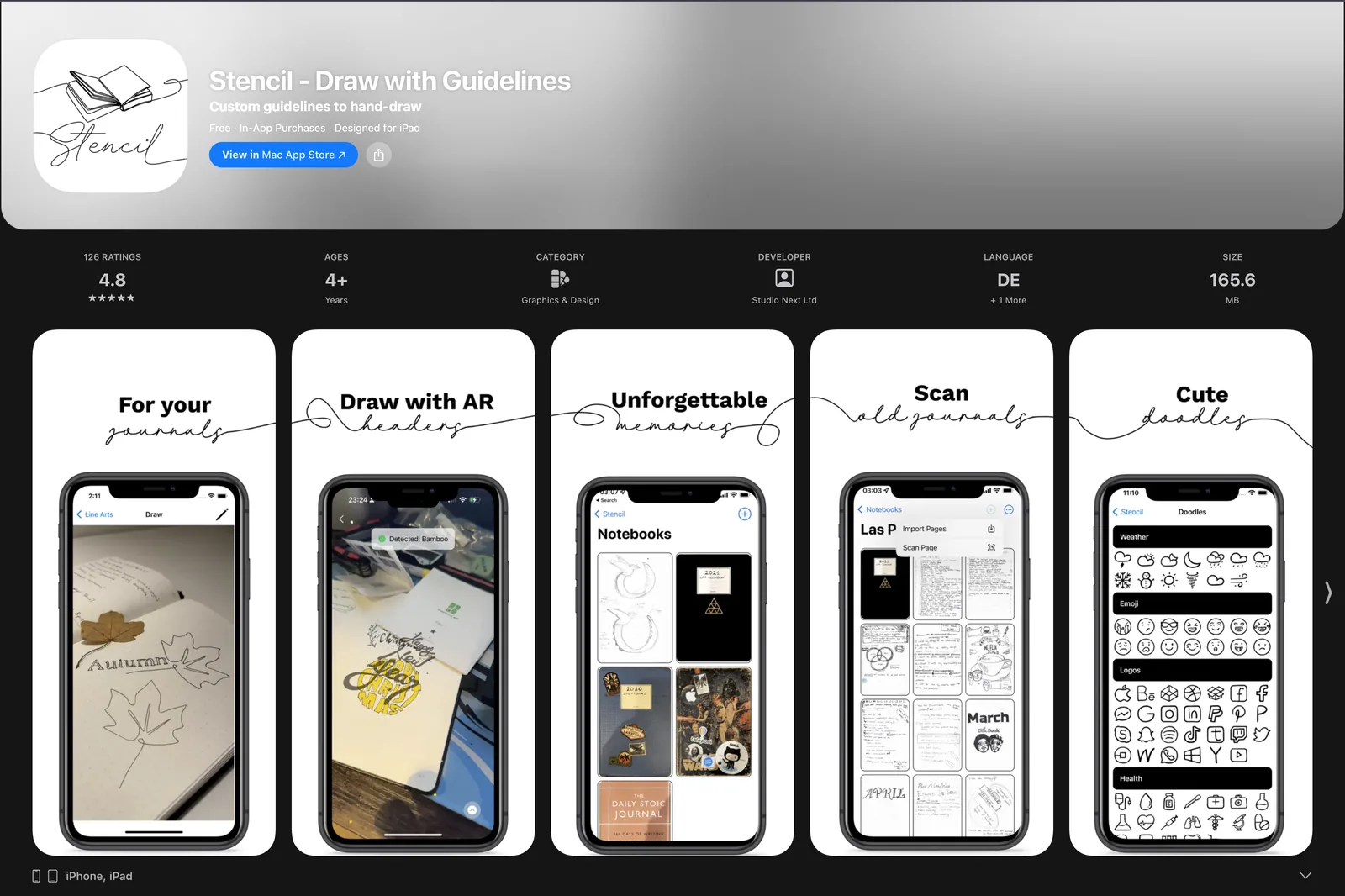 Stencil screens showing augmented reality drawing guides